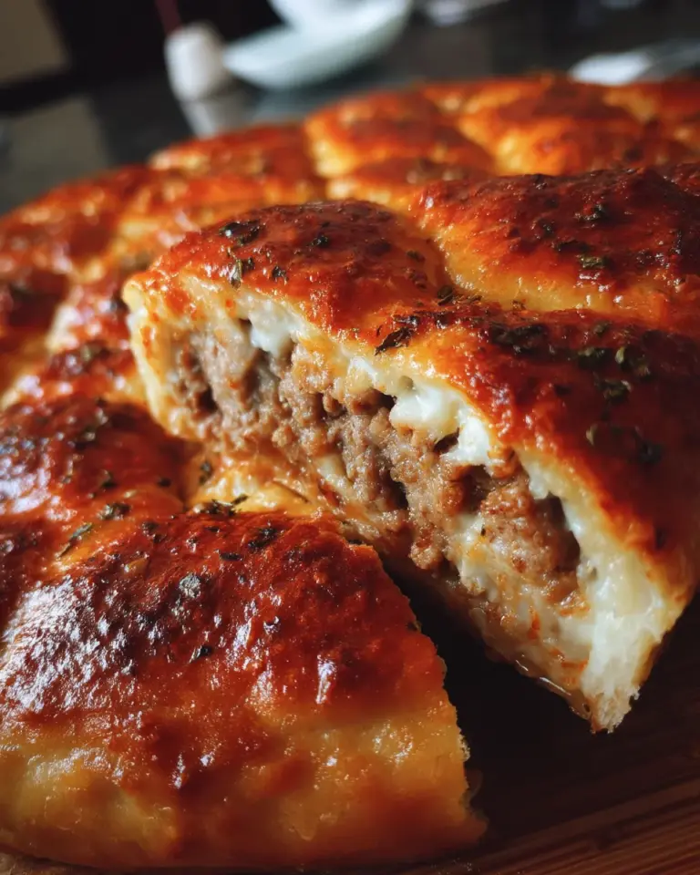 Blätterteig gefüllt mit Hackfleisch und Käse