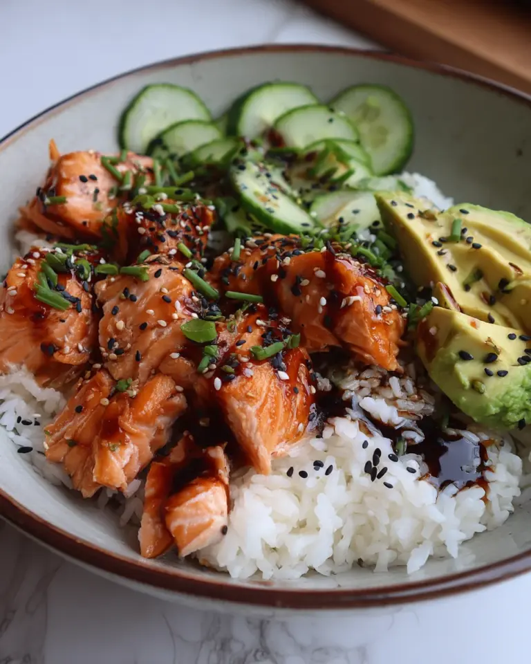 Gesunde Lachs Bowl mit Reis