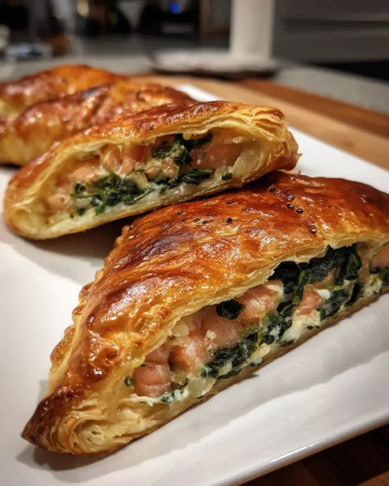 Lachs im Blätterteig mit Spinat