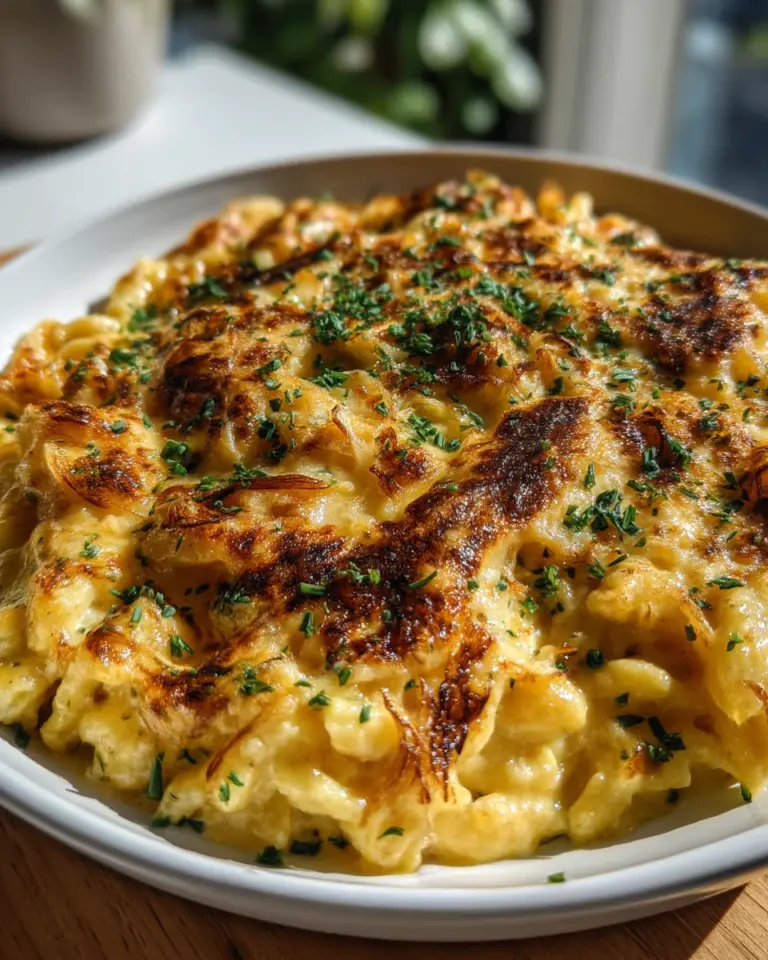 cremiges Käsespätzle Rezept mit Röstzwiebeln und Sahne