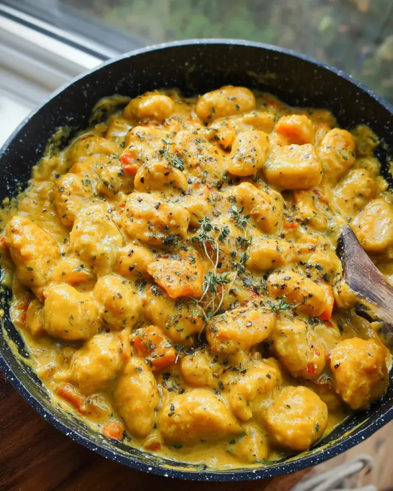 Cremige Gnocchi-Pfanne mit Kürbis und Curry