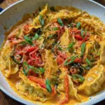 Cremige Gyoza Dumpling Pfanne