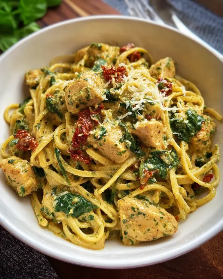 Cremige Pasta-Pfanne mit Hähnchen und Pestosauce