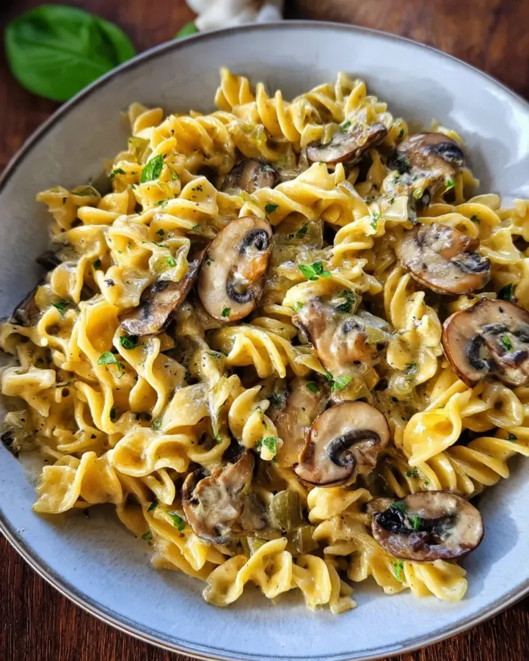 Cremige Pasta in Champignonrahmsauce (vegetarisches Rezept)