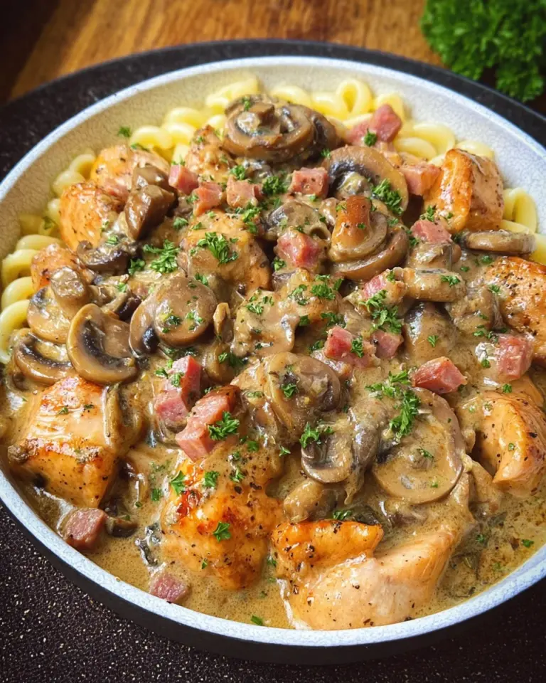 Cremiger Jägertopf mit Hähnchen & Pilzen