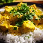 Cremiges Hähnchen-Curry mit Kokosmilch und Reis