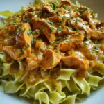 Cremiges Hähnchenragout mit Bandnudeln