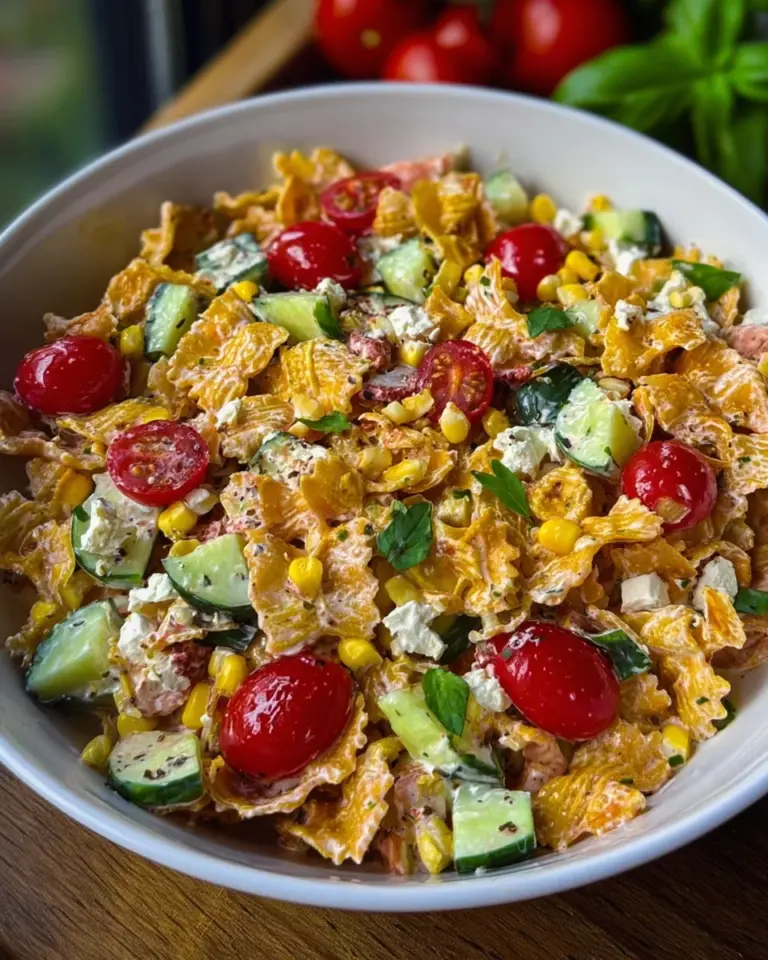 Crispy Pasta Salat mit Feta & Gemüse