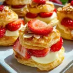 Erdbeer Bienenstich Teilchen aus Blätterteig