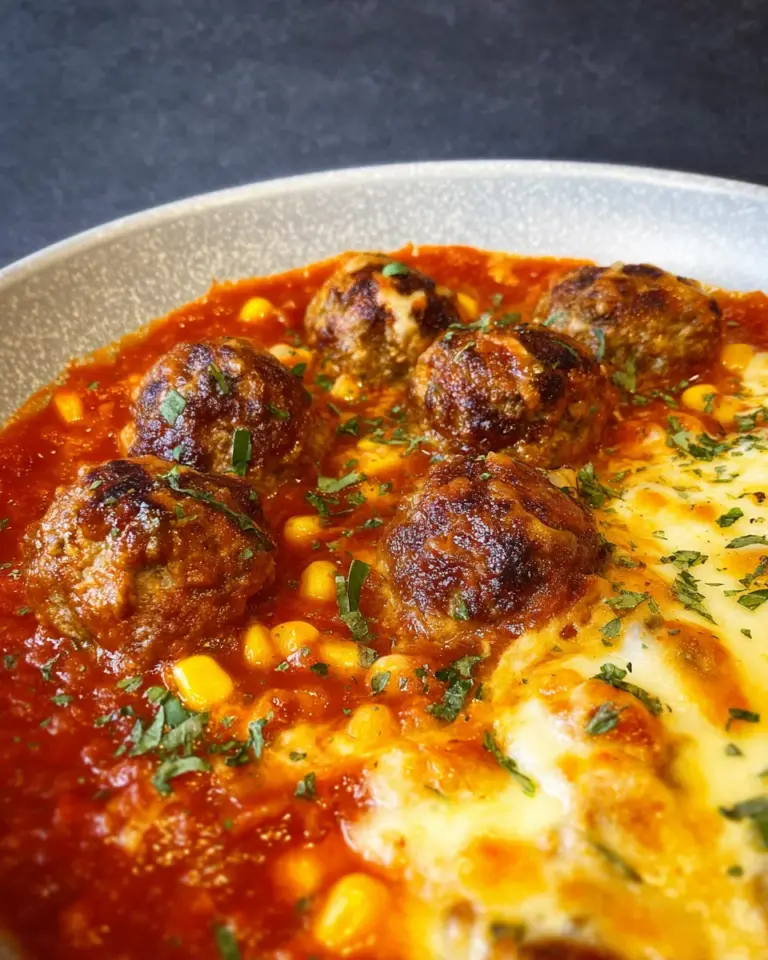 Fleischbällchen aus dem Ofen mit Tomatensauce und Mozzarella