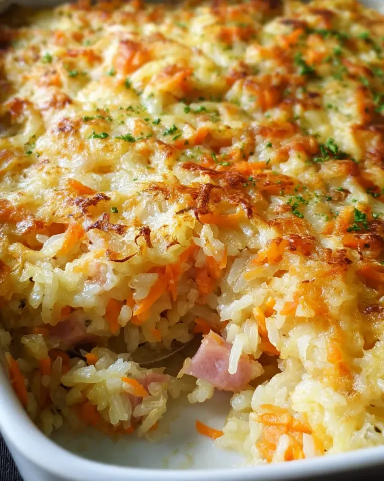 Gebackener Reis mit Schinken und Käse