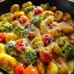 Gnocchi Pfanne mit Brokkoli und Tomaten in Pestorahm