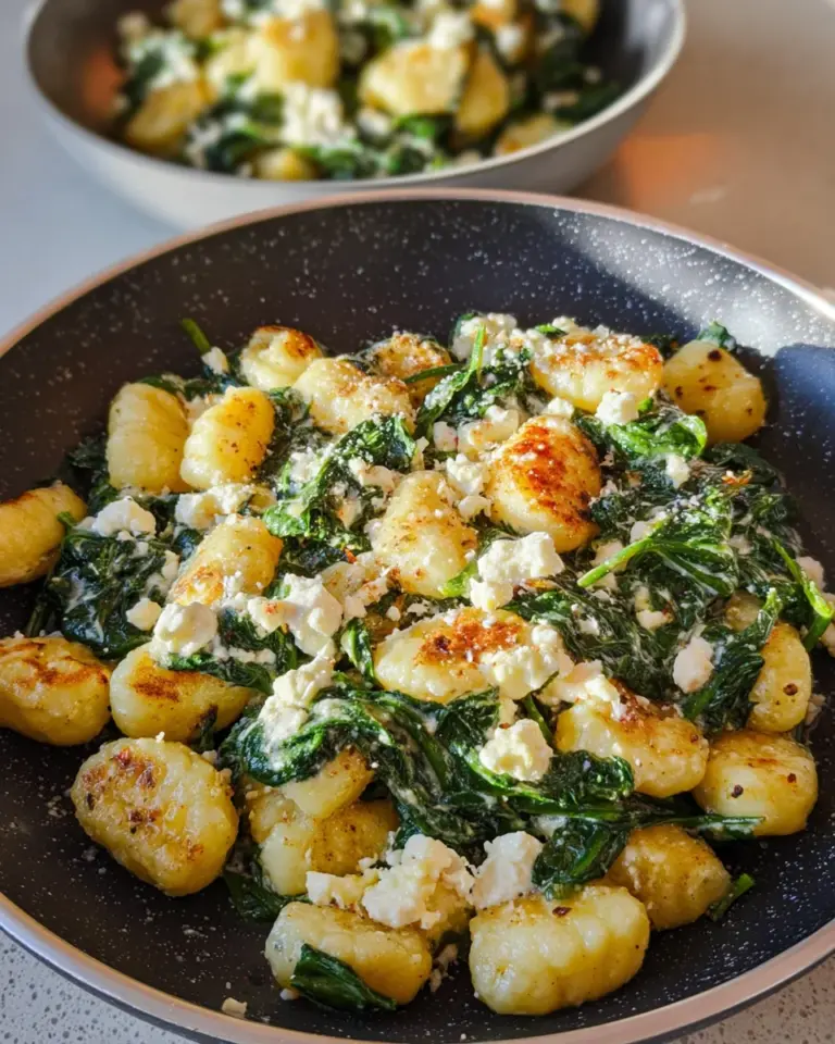 Gnocchi Pfanne mit Spinat und Feta - einfach & schnell