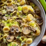 Käse-Lauch Pasta mit Hackfleisch