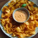 Knusprige Pasta Chips mit cremigem Dip