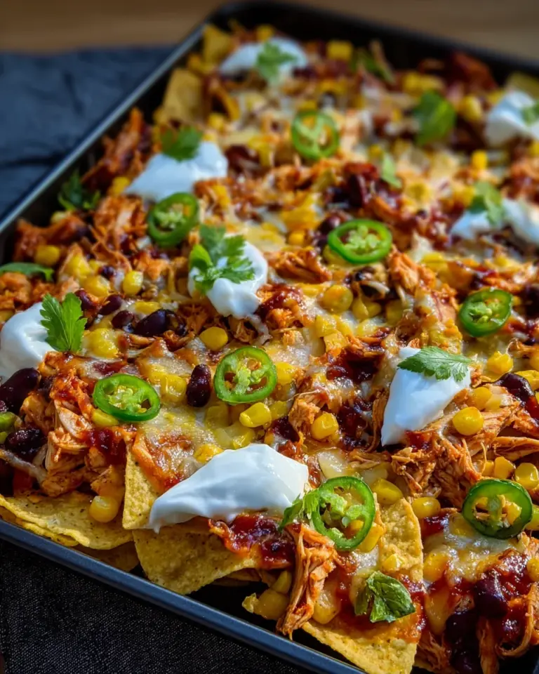 Loaded Nachos mit BBQ Hähnchen