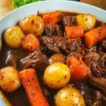 Schmortopf mit Rindfleisch, Kartoffeln und Möhren