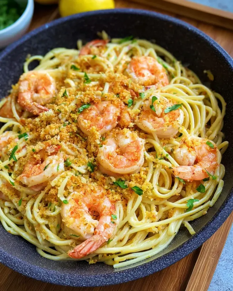 Sommerpasta mit Zitronensauce und Garnelen