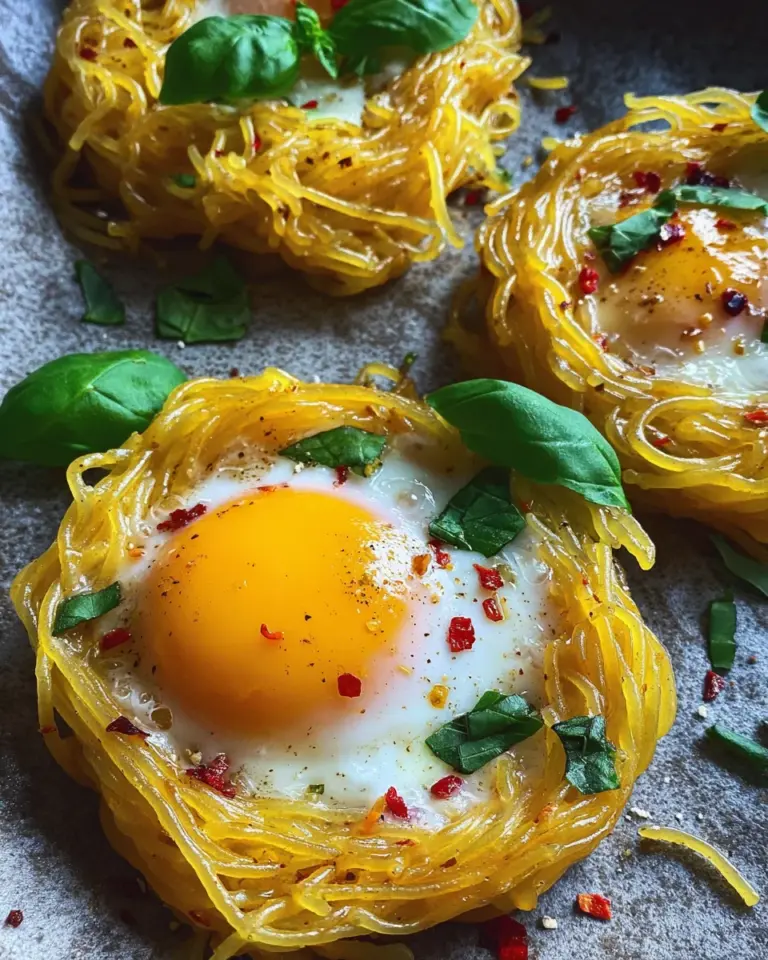 Spaghetti Nester mit Ei (schnelles Rezept)