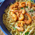 Spaghetti mit Garnelen in cremiger Alfredo Sauce