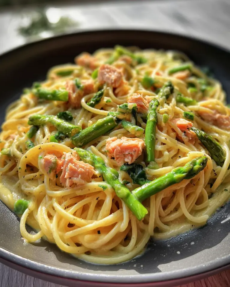 Spaghetti mit Lachs und Spargel