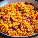 Vegane Mexikanische Reispfanne mit Bohnen & Mais