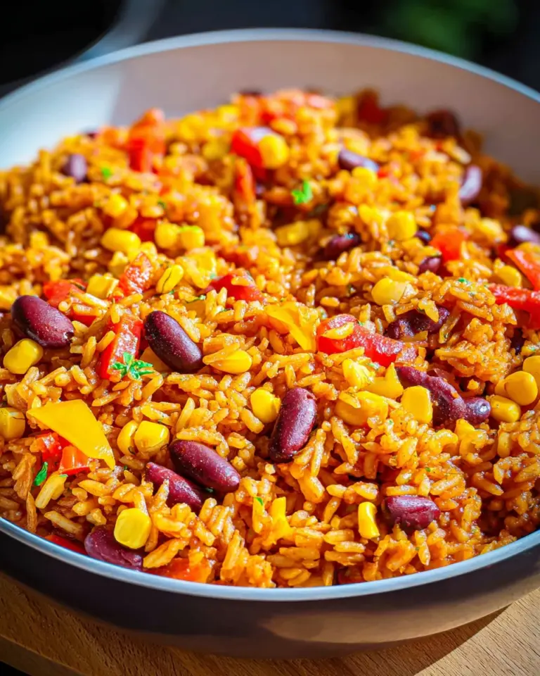 Vegane Mexikanische Reispfanne mit Bohnen & Mais