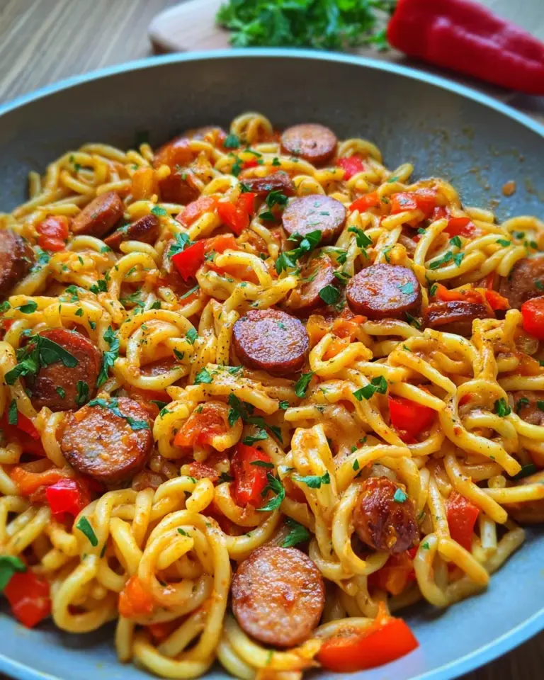 Würzige One-Pot Pasta mit Krakauer und Paprika