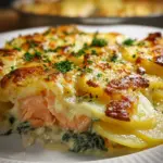 Zarter Lachs Auflauf mit Kartoffeln