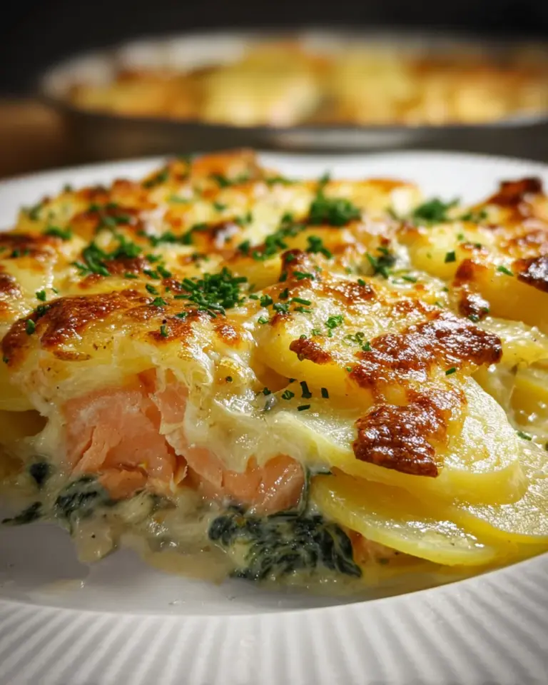 Zarter Lachs Auflauf mit Kartoffeln