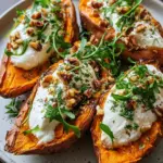 Gefüllte Süßkartoffeln mit Burrata
