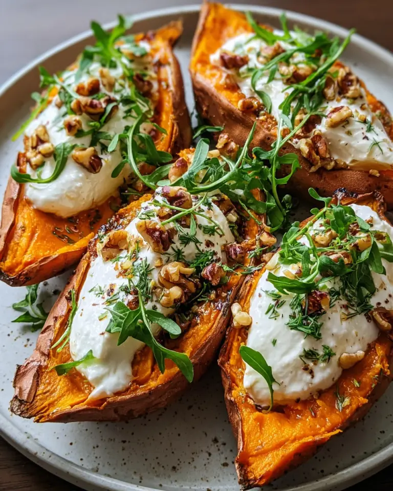 Gefüllte Süßkartoffeln mit Burrata