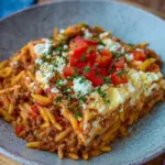 Griechischer Nudel-Hackfleisch Auflauf mit Feta