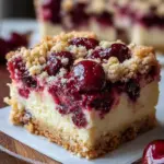 Käsekuchen mit Kirschen und Streuseln