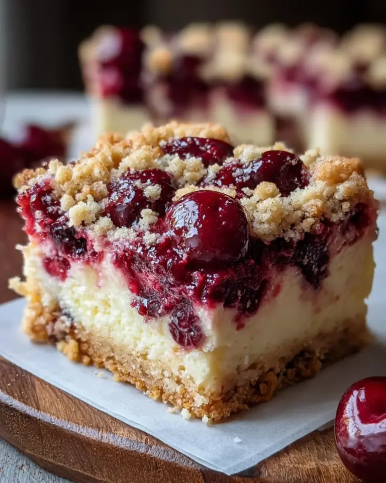 Käsekuchen mit Kirschen und Streuseln