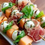 Melonen-, Prosciutto- und Mozzarella-Spieße