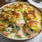 Zarter Lachs Auflauf mit Kartoffeln
