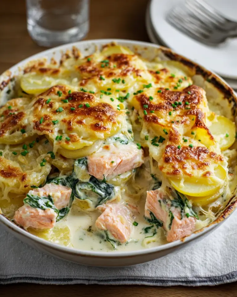 Zarter Lachs Auflauf mit Kartoffeln