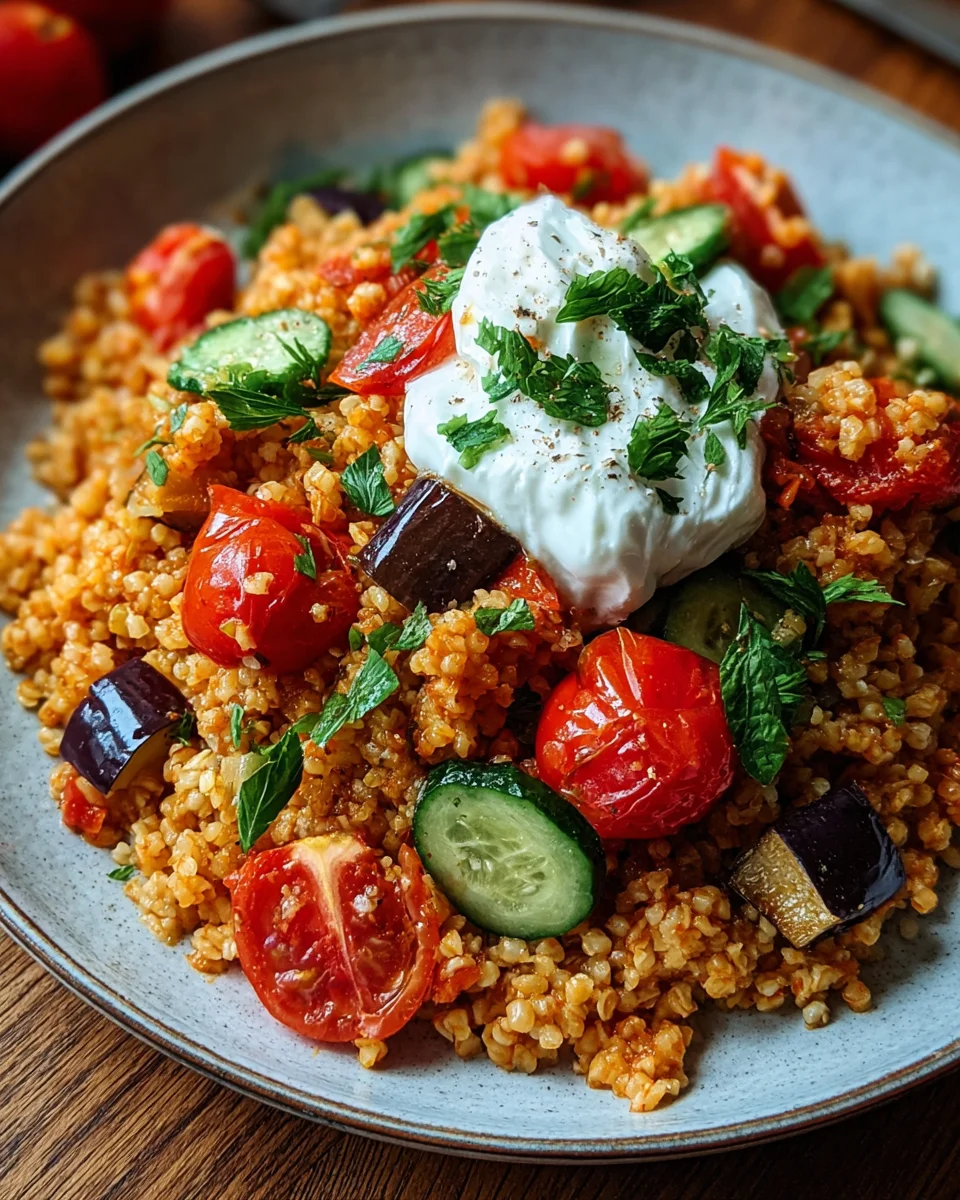 Bulgur mit Tomaten, Aubercucumber wateren und Joghurt image 2