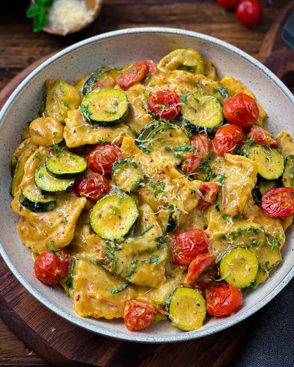 Cremige Maultaschenpfanne mit Zucchini und Tomaten image 2