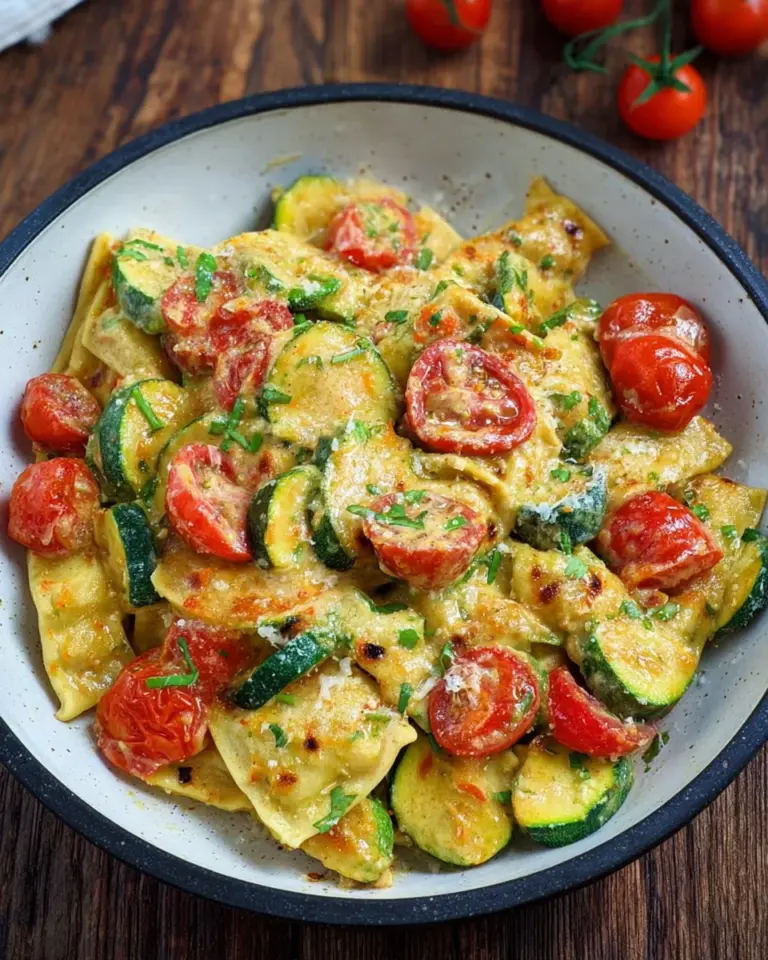 Cremige Maultaschenpfanne mit Zucchini und Tomaten