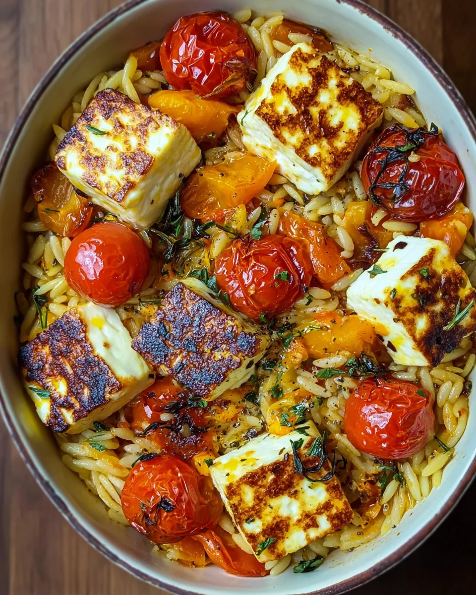 Halloumi Orzo Auflauf mit Kürbis und Kirschtomaten image 2