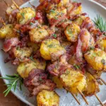 Knusprige Smashed-Potato-Bacon-Spieße mit Rosmarin
