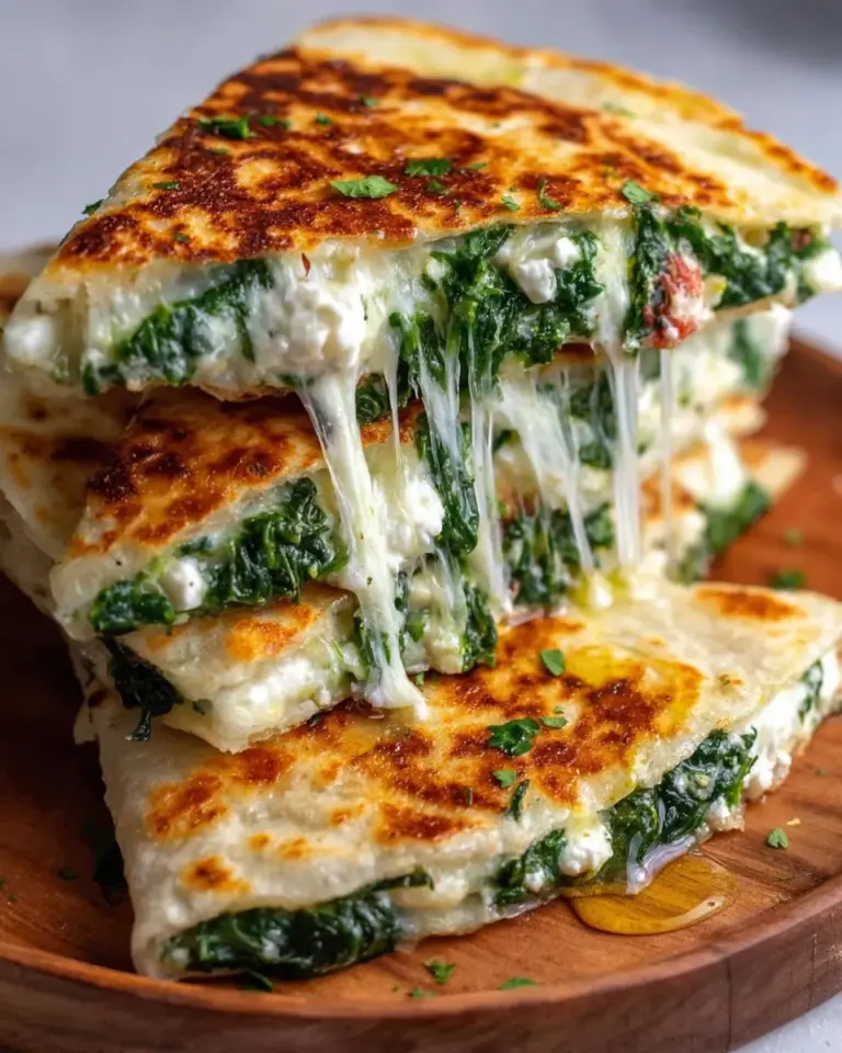 Mediterrane Quesadilla mit Spinat, Feta & Mozzarella