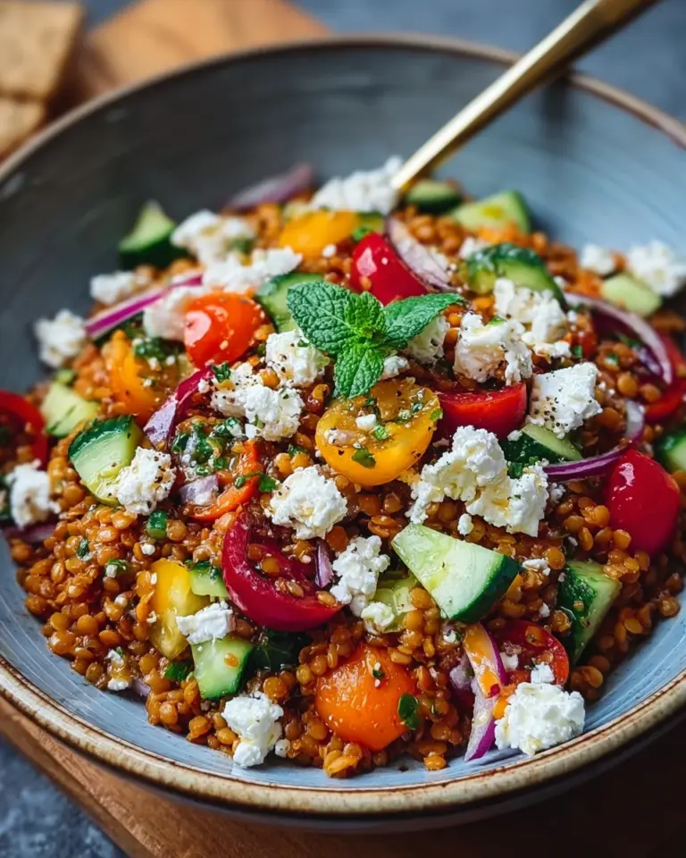 Orientalischer Rote Linsensalat mit Feta einfach genießen!