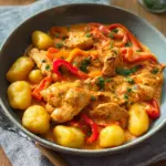 Paprika-Sahne-Hähnchen mit Gnocchi