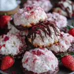 Saftige Erdbeer Kokosmakronen mit Quark und Schokolade