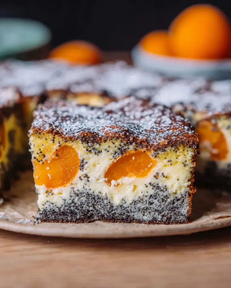 Saftiger Landfrauen Aprikosenkuchen mit Mohn und Quark