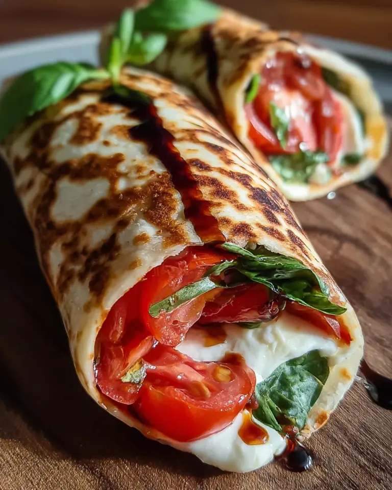 Vegetarischer Wrap mit Tomate und Mozzarella