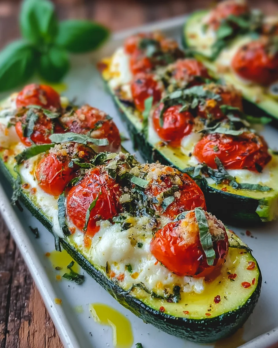 Zucchini gefüllt mit Tomaten Mozzarella einfach selbst gemacht image 2